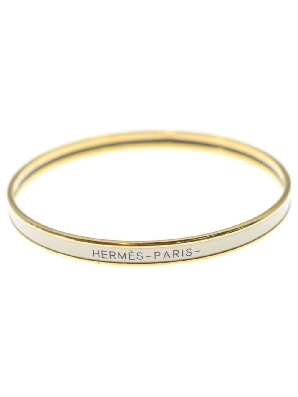 Hermes Extra Fan Enamel White Gold Bracelet Bangle White
